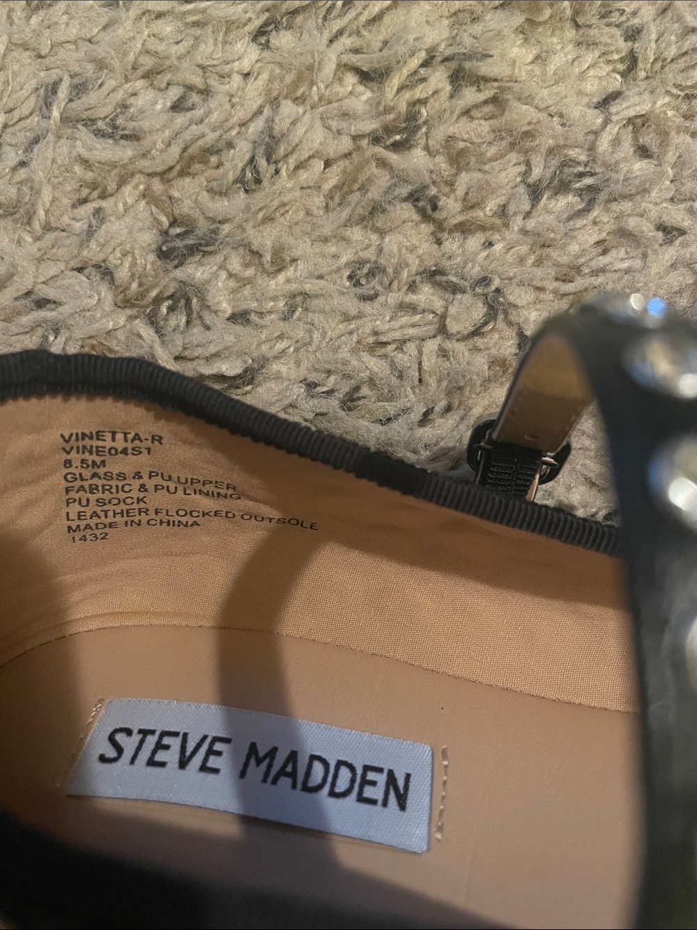 Steve Madden Black Studded Maryjane Flats with Silver Accents - Picture 3 of 4